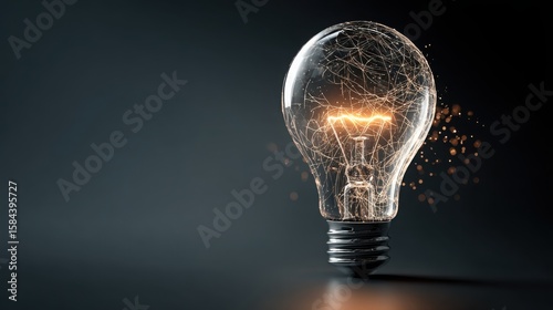 Light bulb on dark background, Business idea and innovation concept with copy space