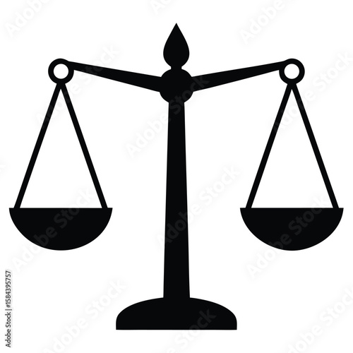 Black and White Scales of Justice Balancing Law Symbol Illustration