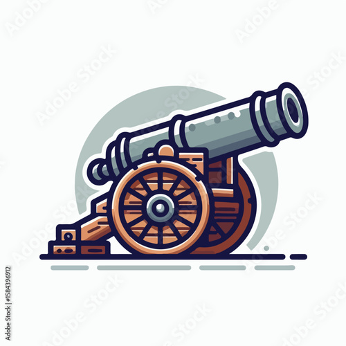 white background cannon vector illustration