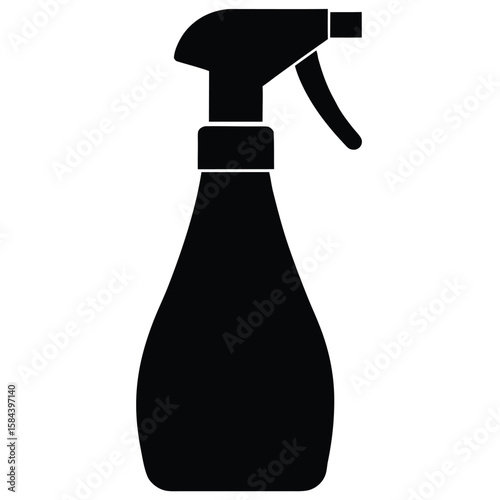 Black Silhouette of a Simple Plastic Spray Bottle with Adjustable Nozzle
