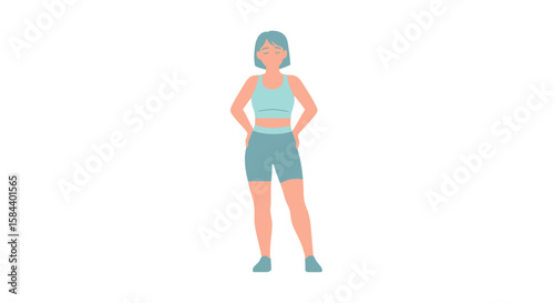 Illustration of a Woman in Activewear Standing with Hands on Hips.