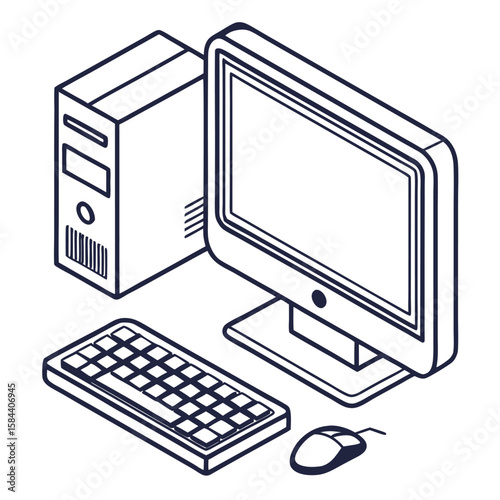 Isometric computer system outline
