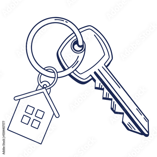 Key and house keychain graphic illustration