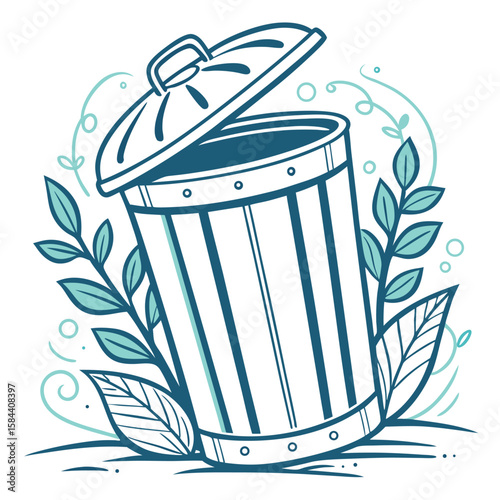 Open trash can illustration