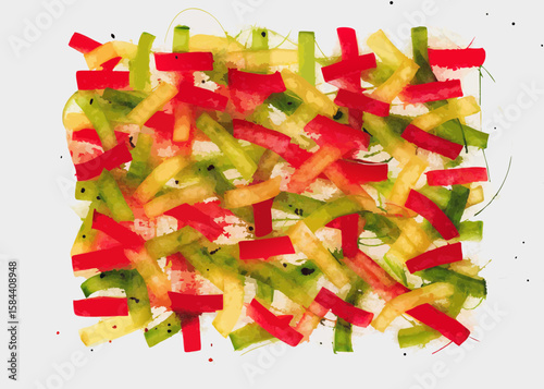 Colorful Abstract Arrangement of Red and Green Strips for Blogs, Websites, Art Projects, Educational Materials, and Creative Design Content  