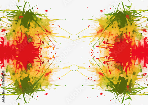 Abstract Color Splash Design with Red, Yellow, and Green Symmetry for Creative Projects, Digital Art, Blogs, Websites, and Graphic Design Inspiration  