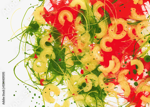 Abstract Colorful Composition with Green and Red Elements for Creative Blogs, Art Websites, Educational Resources, and Design Inspiration  