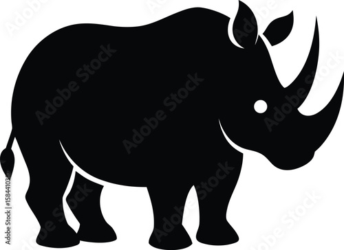 Black and White Side Shape of a Rhinoceros Horn