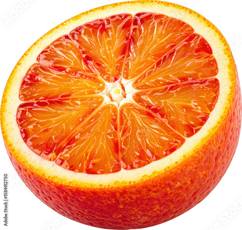 Juicy cross section of a ripe blood orange Vibrant citrus fruit detail