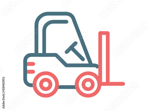 Forklift truck outline icon in blue and red colors