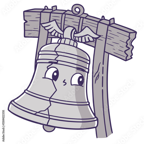 Cute Liberty Bell with Crack Detail, No Background. Perfect for: Independence Day, Pennsylvania Heritage Week, American history tours