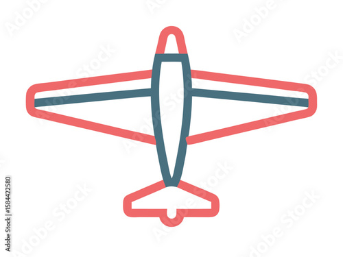Simple Airplane Icon with Two Colors on White Background