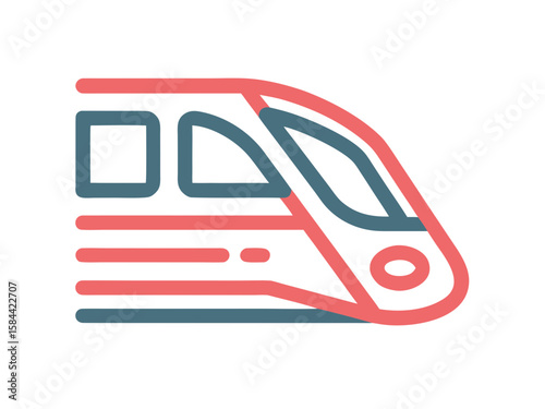 Modern High Speed Train Icon Illustration in Pink and Blue