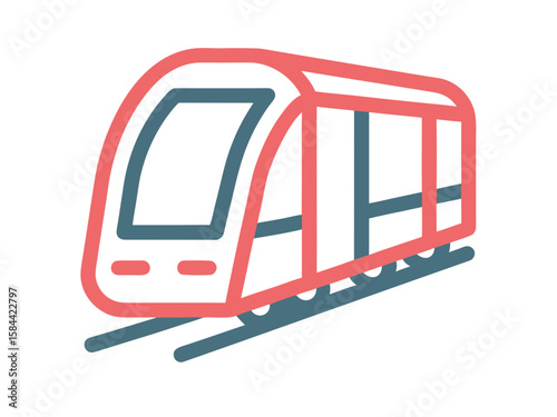 Modern Train Icon Illustration in Red and Blue Colors