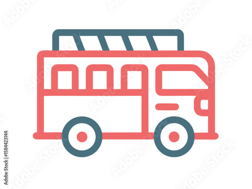 Simple Icon of a Bus with Luggage Rack on Top