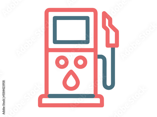 Gas Station Icon in Pink and Blue Colors on White
