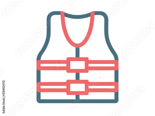 Simple Life Vest Icon in Blue and Red