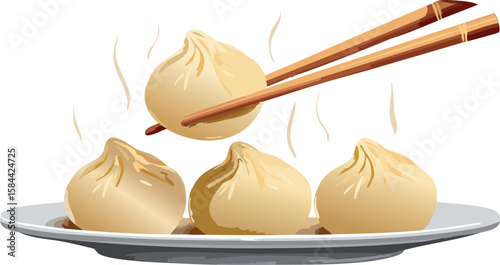 chopsticks picks up a dumpling isolated on white transparent background, bamboo chopsticks, chinese new year spring festival food, cutout png.clip, custom, festival, lunar, single, transparent,