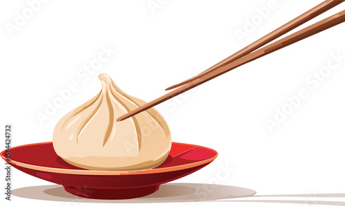 chopsticks picks up a dumpling isolated on white transparent background, bamboo chopsticks, chinese new year spring festival food, cutout png.clip, custom, festival, lunar, single, transparent,