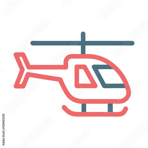 Helicopter Icon with Two Colors Simple and Modern Style