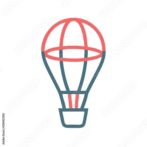 Simple Hot Air Balloon Icon on Black Background Illustration