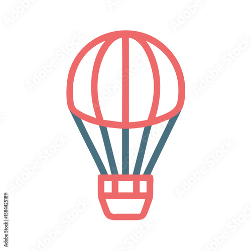 Simple Hot Air Balloon Icon Illustration on a Black Background