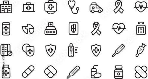 Medical icons hospital care health symbols vector