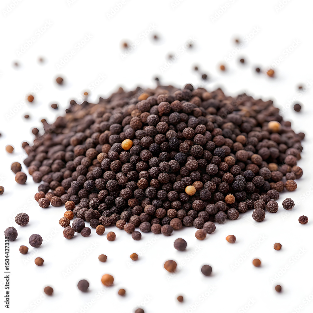 Brown mustard seeds are spicy, aromatic seeds used in cooking Brown mustard seeds are spicy, aromatic seeds used in cooking