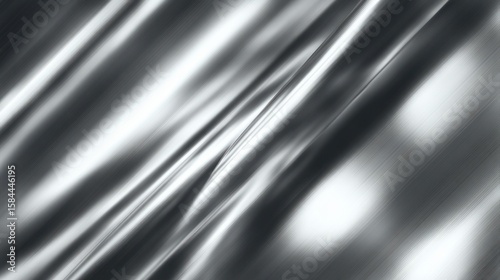 Abstract silvery fabric with diagonal light reflections and smooth, flowing texture