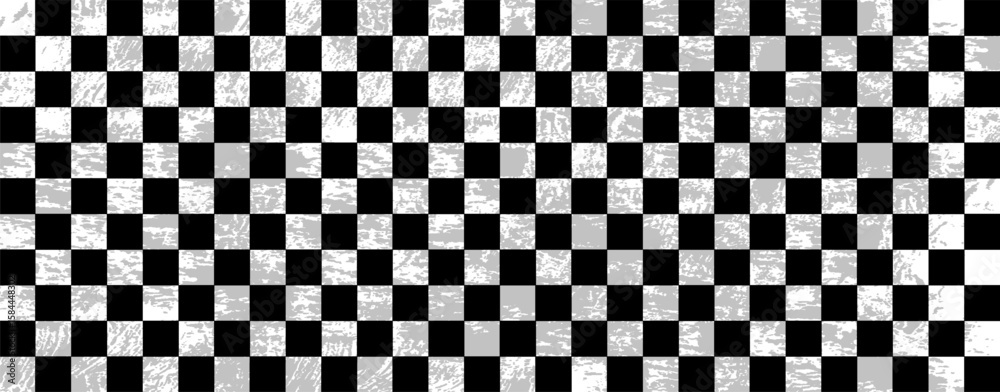 Fototapeta premium Grunge black and White Checkerboard Background Vector Pattern
