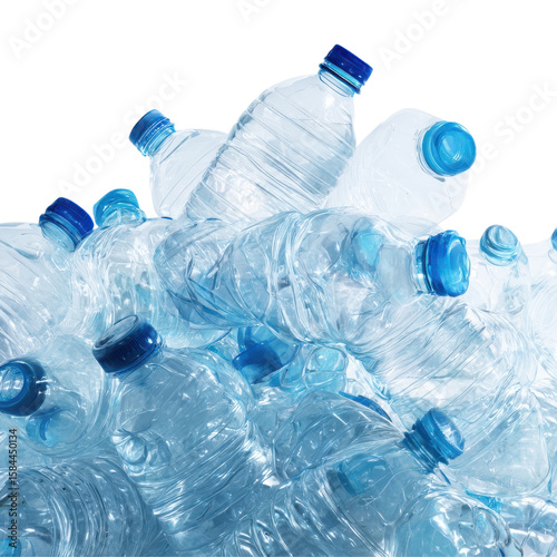 Pile of plastic water bottles for recycling and environmental awareness concept displayed clearly today