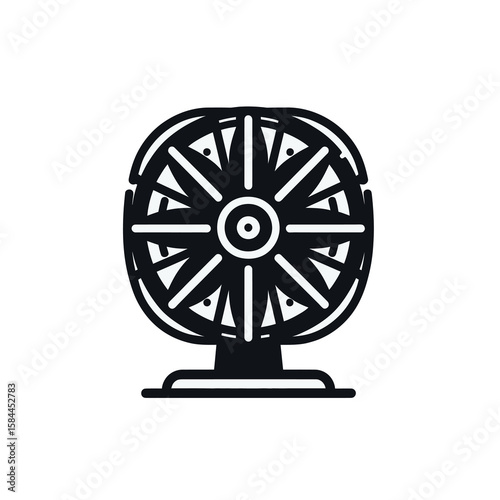 Black Fan Icon Vector on White Background – Minimalist Electric Fan Symbol
