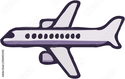 A simple illustration of a passenger airplane in flight.