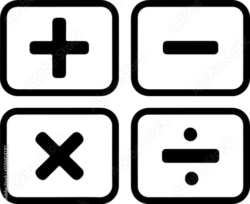 Four basic mathematical operation symbols plus minus multiply and divide