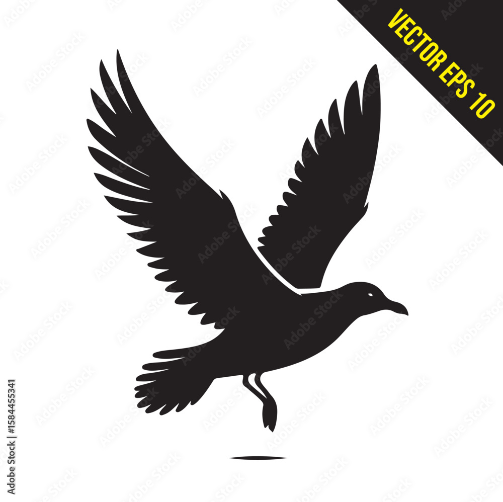 Fototapeta premium seagull flying silhouette vector illustration