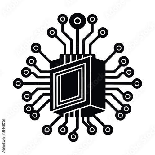 Vector Art Of Deep Learning System Processing Complex Algorithms