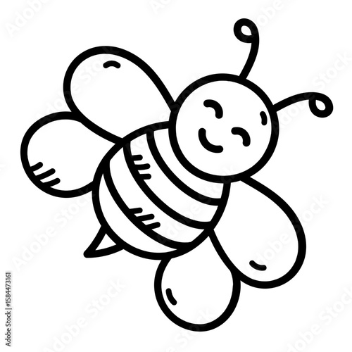 Buzzy Bee Delight: A whimsical sketch showcases a charming bee with endearing eyes, meticulously drawn to capture the essence of a buzzing insect.