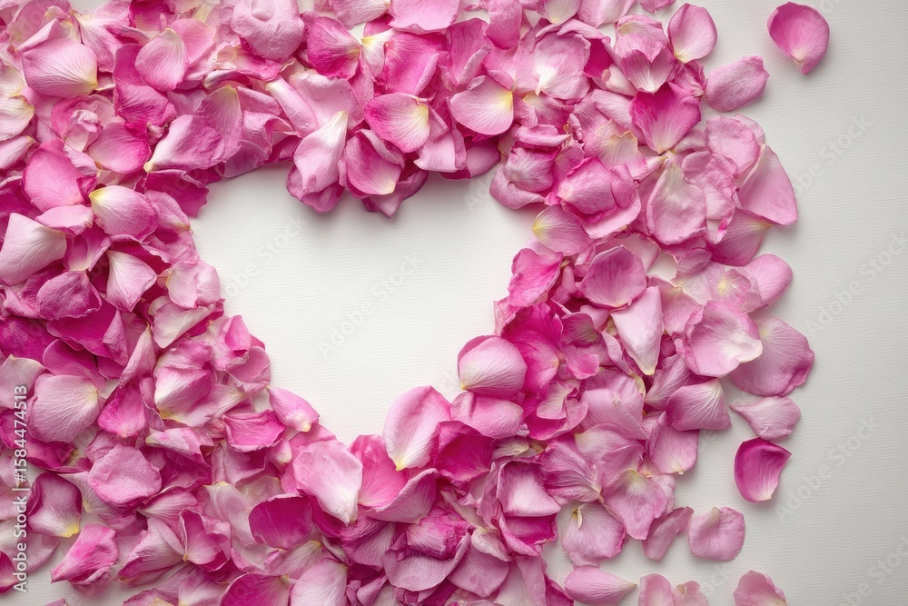 Fototapeta premium heart shaped frame of pink petals love theme