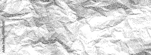 Black stippled crumpled paper texture concept. Rough dotted wrinkled background. Gritty creased paper sheet backdrop. Noisy grainy notebook page wallpaper. Aged damaged gritty overlay. Vector