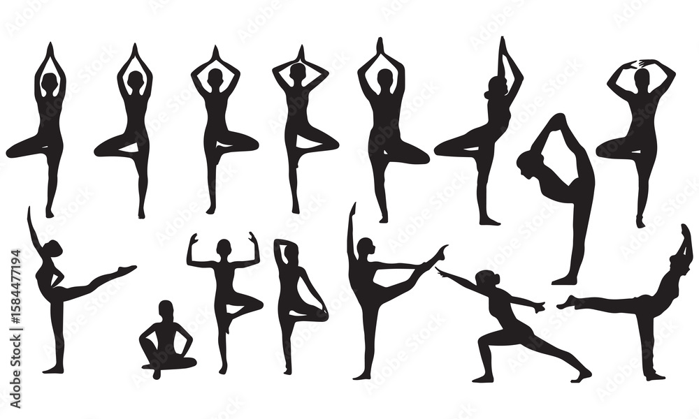 Fototapeta premium yoga sets vector icon