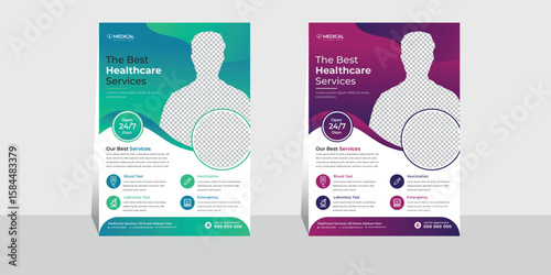 Modern flat design infographic Hospital Flyer template with vector elements, charts, and UI icons for web banners, brochures, and presentation layouts