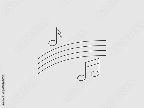 a simple line art illustration depicting musical elements