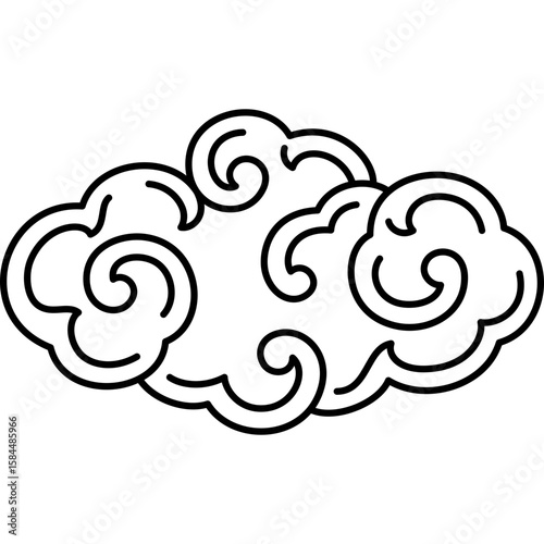 oriental cloud traditional style element vector decorate chinese korean thai tibetan japanese culture clouds concept outline