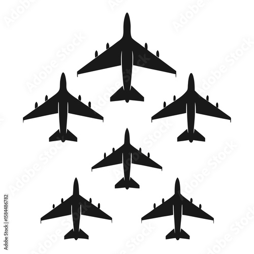 Black jet airplanes formation aircraft transport