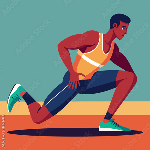 Athlete in motion performing a lunge exercise preparing for workout routine