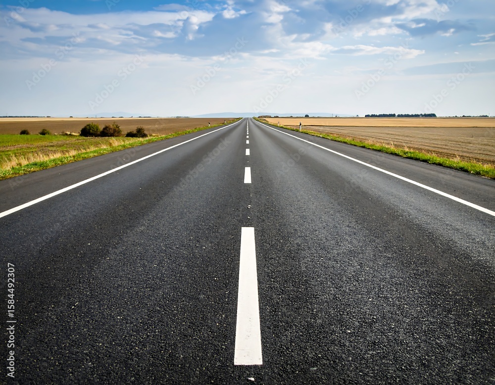 Fototapeta premium Straight road through countryside