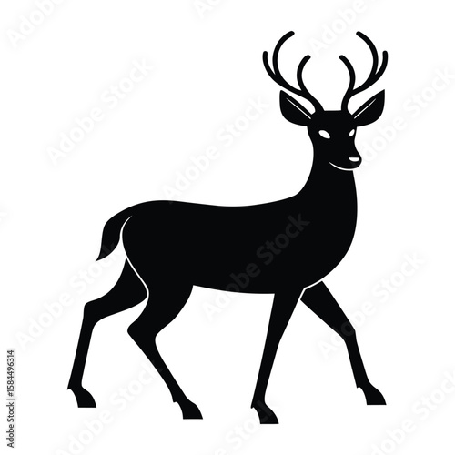 Walking Deer Silhouette on white