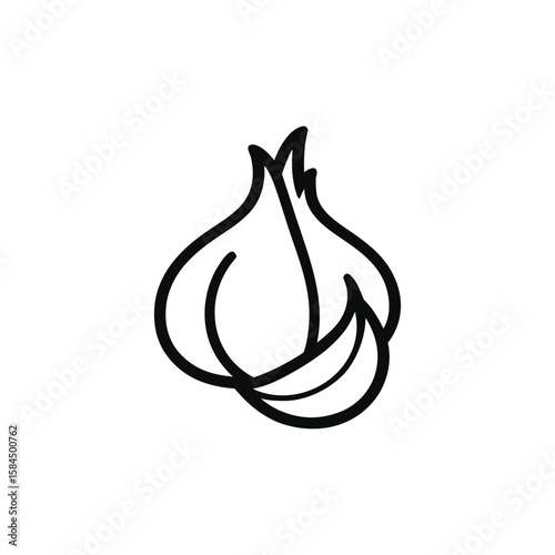 Minimalist Garlic Bulb Icon A Bold Culinary Symbol Depicting Flavor Sharpness and Cooking Ingredient in a Clean Modern Vector Design