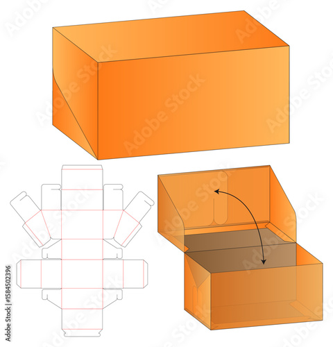 Box packaging Printable Template with Fold & Cut dieline layout