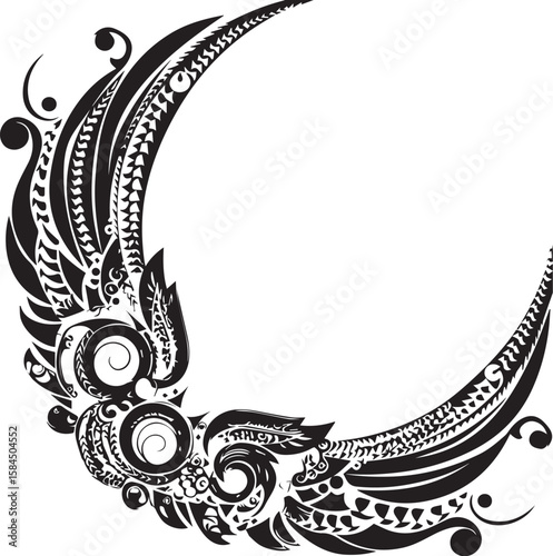 Elegant vintage vector illustration with black grunge floral swirl ornaments, butterflies, and leaves, perfect for an abstract nature-inspired design or decorative tattoo element